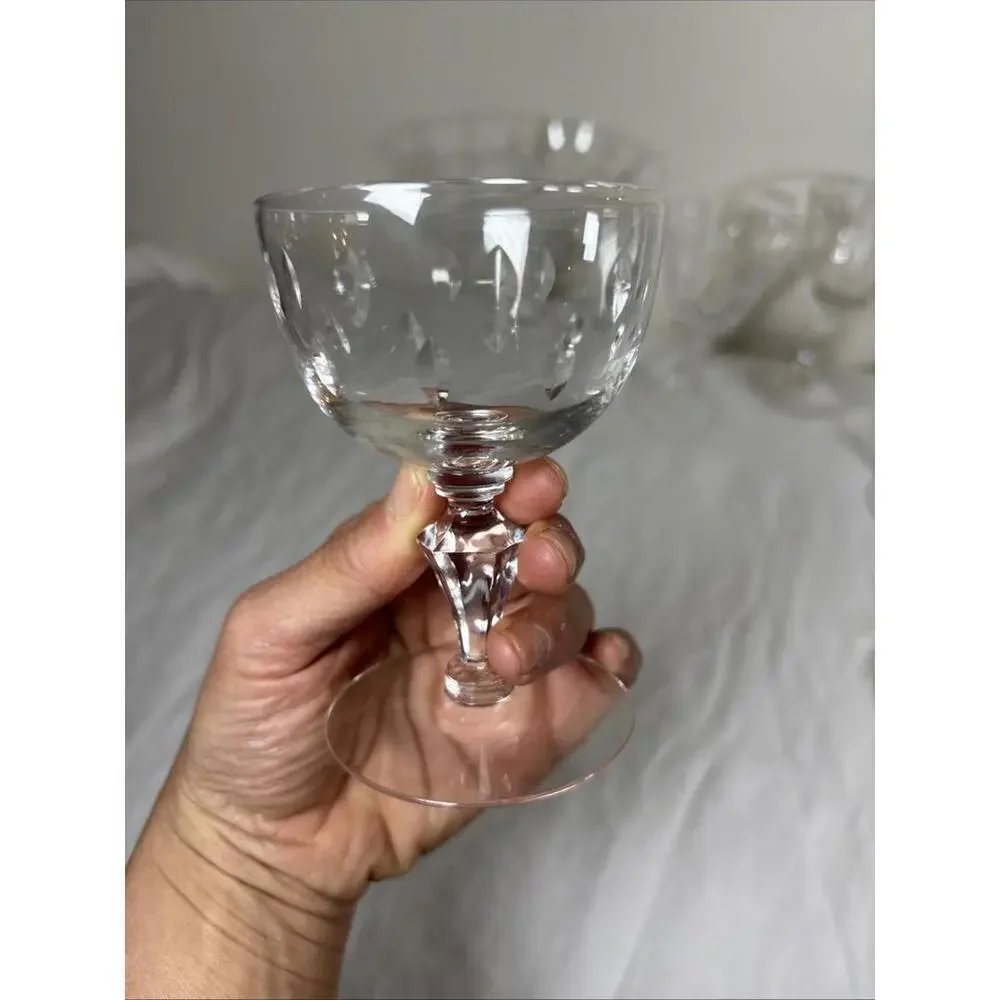 Vintage Etched Crystal Wine & Cocktail Glasses – Set of 6 Mismatched Lot
